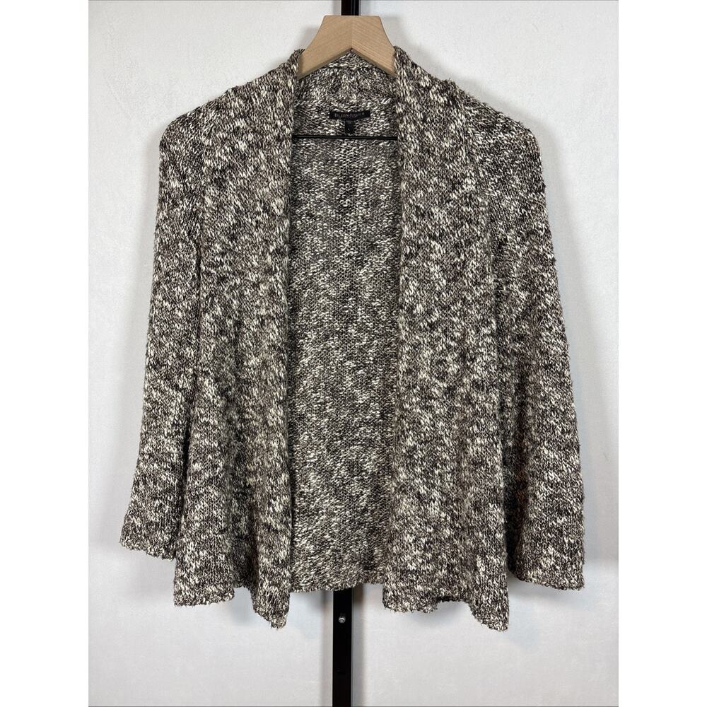 Eileen Fisher Open Front Cardigan Sweater Women's Large Brown Cotton Linen Beach